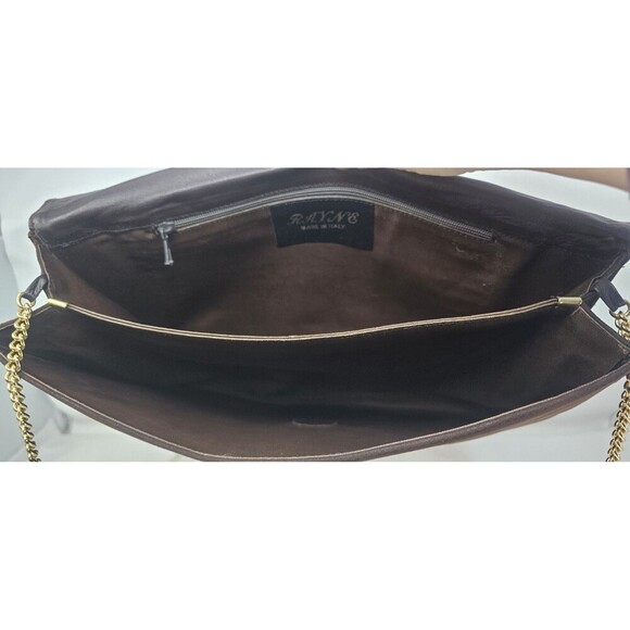 Vtg Rayne London Brown Suede Gold Chain Classic Envelope Shoulder Bag Crossbody - Picture 7 of 16